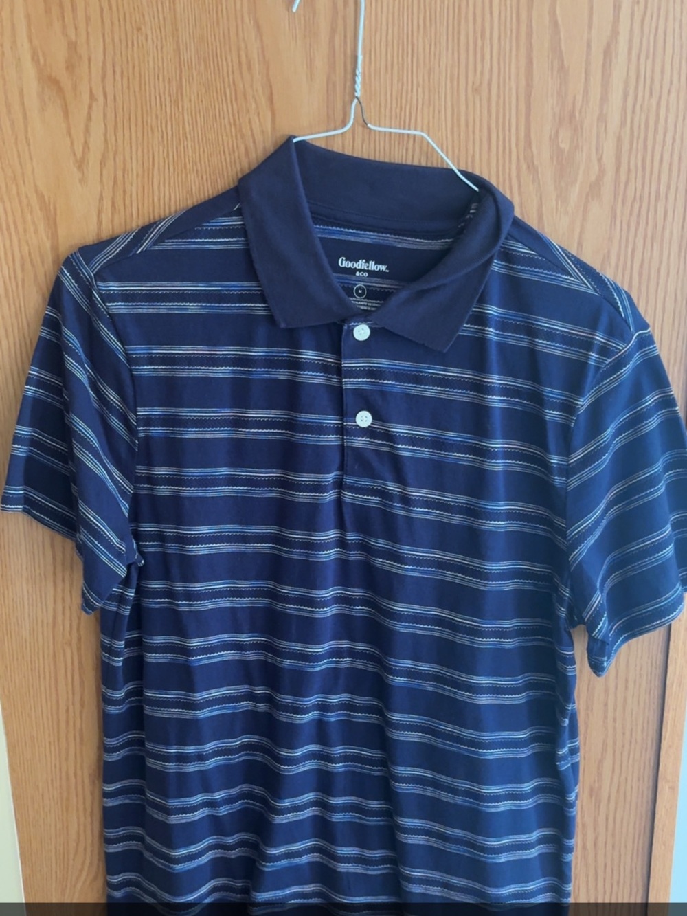 Goodfellow & Co Navy and Light Blue Striped Polo
